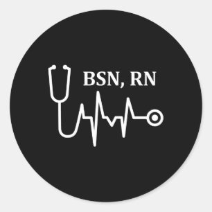 Sticker Rond Bsn Rn Infirmière inscrite Stéthoscope Médicale He