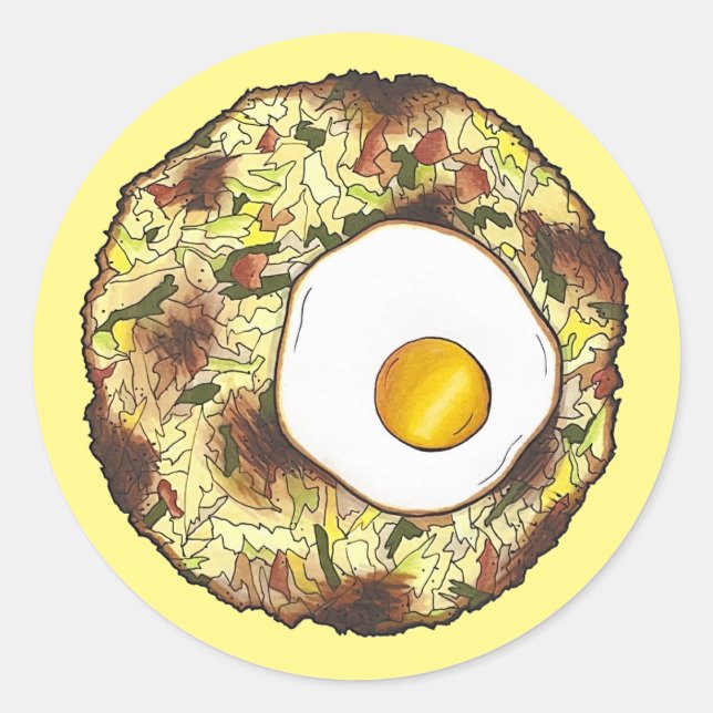 Sticker Rond Bubble et Squeak Brunch Royaume-Uni Cuisine alimen (Devant)