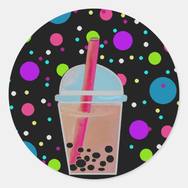 Sticker Rond Bubble Tea - Bubble Arrière - plan (Devant)
