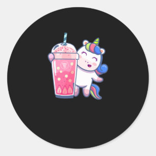 Sticker Rond Bubble Tea Unicorn Cadeau