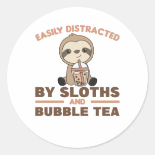 Sticker Rond Bubble Thé Sloth Chocolat Animaux mignons Boba