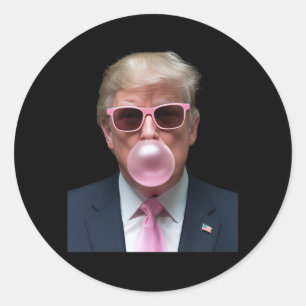 Sticker Rond Bubblegum Rose Trump Drôle Président USA