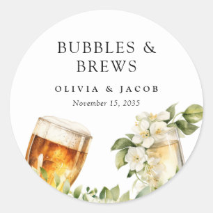 Sticker Rond Bubbles and Brews Shower de Couple