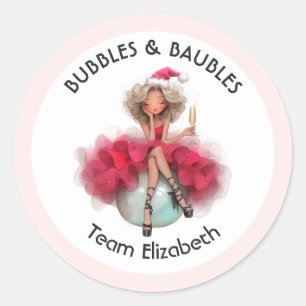 Sticker Rond Bubbles & Baubles Noël Enterrement de Vie de Jeune