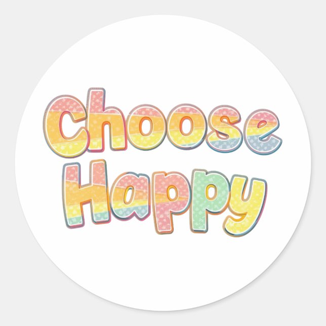 Sticker Rond Bubbly Font "Choose Happy" Quote (Devant)
