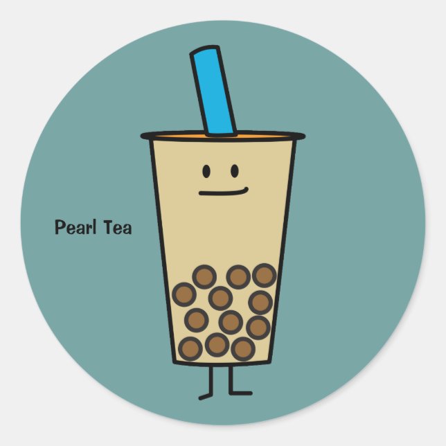 Sticker Rond Buble Boba Pearl Milk Tea Tapioca boules (Devant)