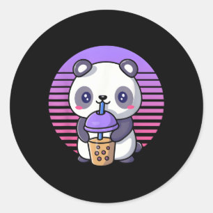 Sticker Rond Buble Tea Kawaii Panda Boba
