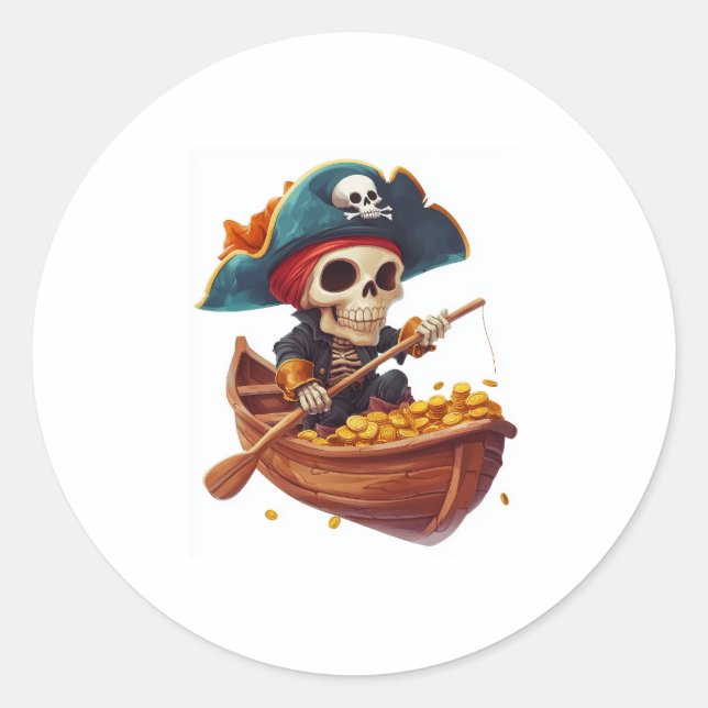 Sticker Rond Buccaneer d'os - Drôle crâne de pirate (Devant)