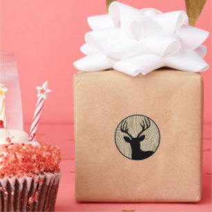 Sticker Rond Buck Deer Noir Silhouette -N'Importe Quelle Couleu