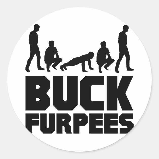 Sticker Rond Buck Furpees — Burpees Fitness (Devant)