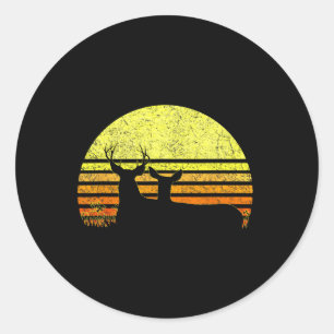Sticker Rond Buck Mule Deer Chasse Papa Vintage Retro Sun Bow H