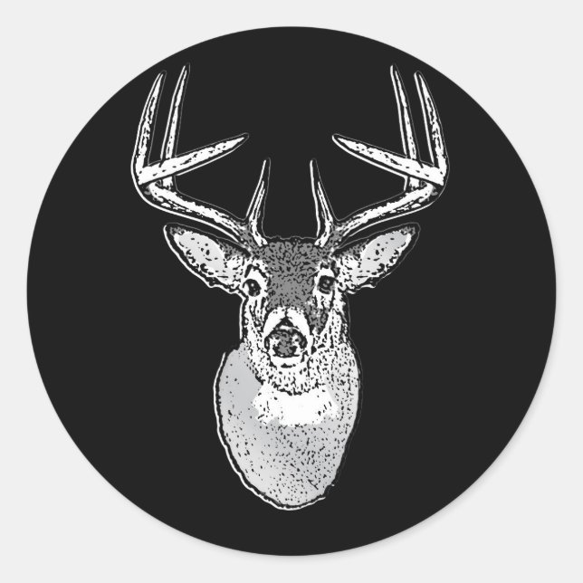 Sticker Rond Buck on Black White Tail Deer (Devant)