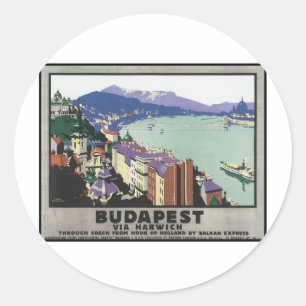 Sticker Rond Budapest via Harwich