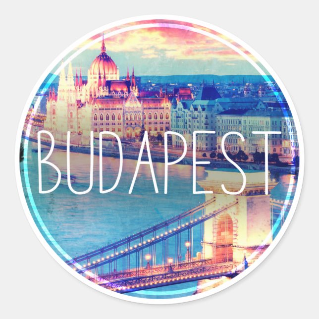 Sticker Rond Budapest vintage, cercle (Devant)