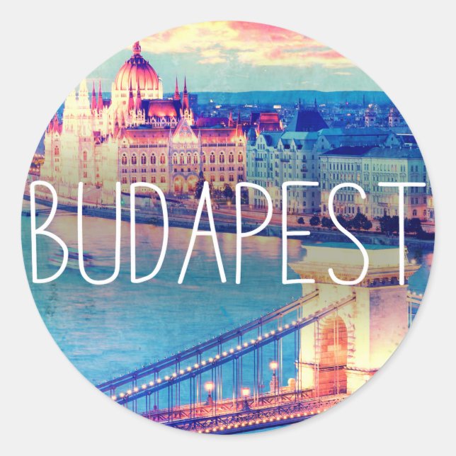 Sticker Rond Budapest vintage, cercle (Devant)