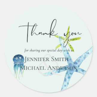 Sticker Rond BUDGET Baby shower Vie marine Épée de la mer