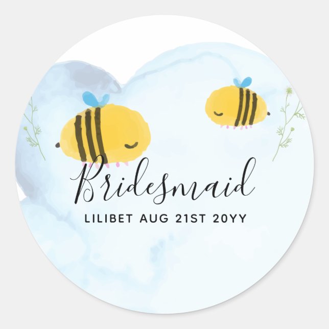 Sticker Rond BUDGET Bridesmaid Fête de la mariée Dons Bumble BE (Devant)