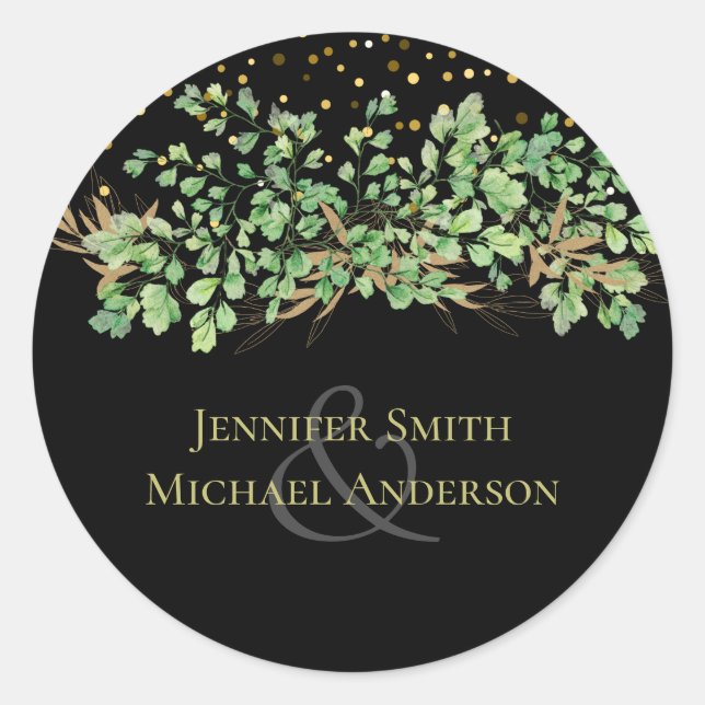 Sticker Rond Budget Greenery Feuille Night Sky Mariage (Devant)