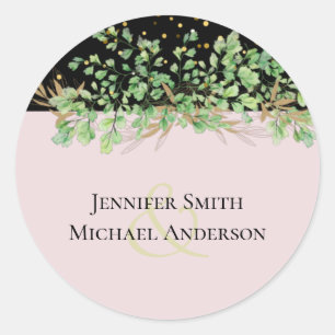 Sticker Rond Budget Greenery Feuille Night Sky Mariage
