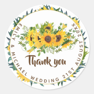 Sticker Rond Budget Rustique Sunflowers Cadeau, Favoriser, Mots