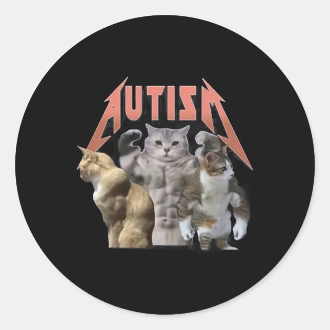 Sticker Rond Buff Cats Autism meme (Devant)