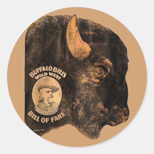 Sticker Rond Buffalo Bill's Wild West Show vintage 1898 (Devant)
