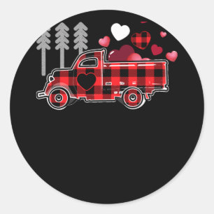 Sticker Rond Buffalo Camion Feu Plaid Valentines Jour Maman Pap