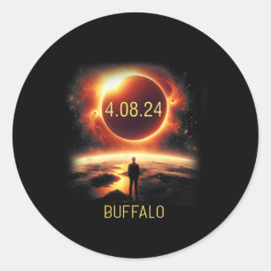 Sticker Rond Buffalo New York Ny Total Eclipse Solar 2024 Avril