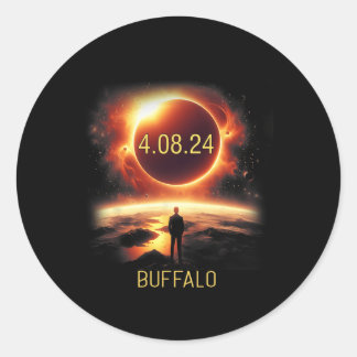 Sticker Rond Buffalo New York Ny Total Eclipse Solar 2024 Avril