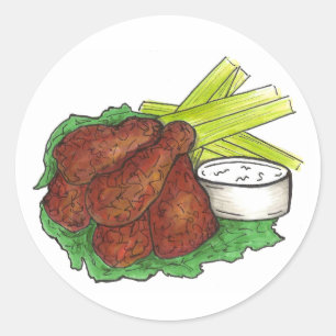 Sticker Rond Buffalo NY épicé poulet ailes fromage bleu céleri