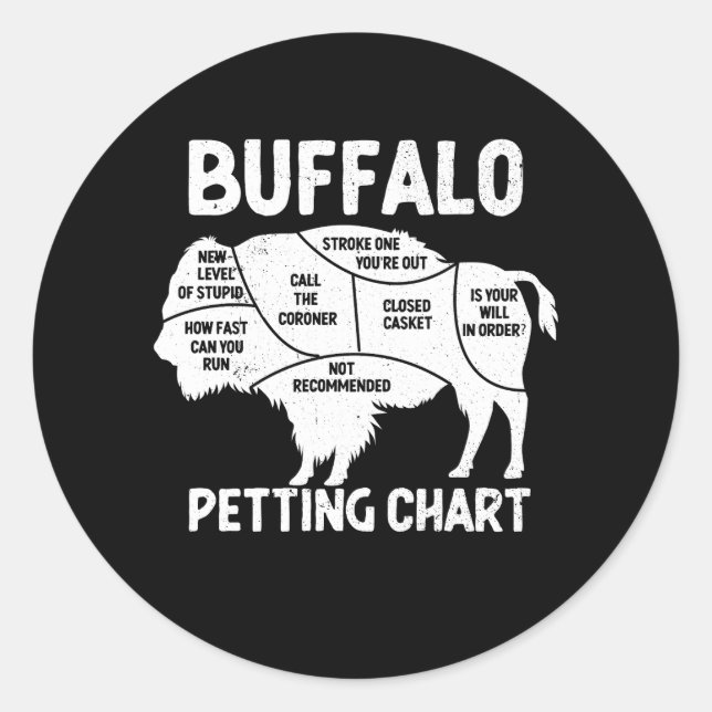 Sticker Rond Buffalo Wildlife Pile Graphique Pour Les Amateurs  (Devant)