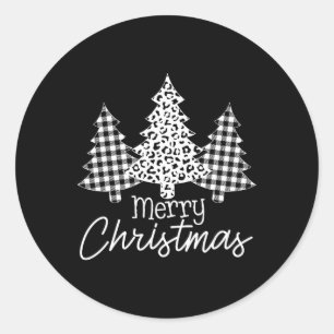 Sticker Rond Buffle noir et blanc Joyeux Noël Joyeux Noël