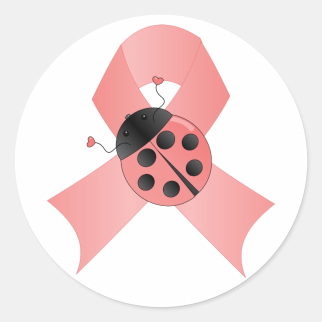 Sticker Rond Bug de la dame rose de ruban (Devant)