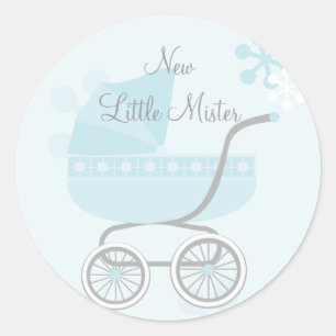 Sticker Rond Buggy Bébé Bleu Doux