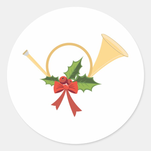 Sticker Rond Bugle de Noël (Devant)