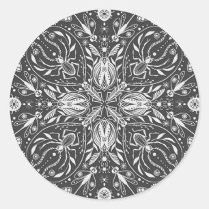 Sticker Rond Bugs, blanc cassé sur noir