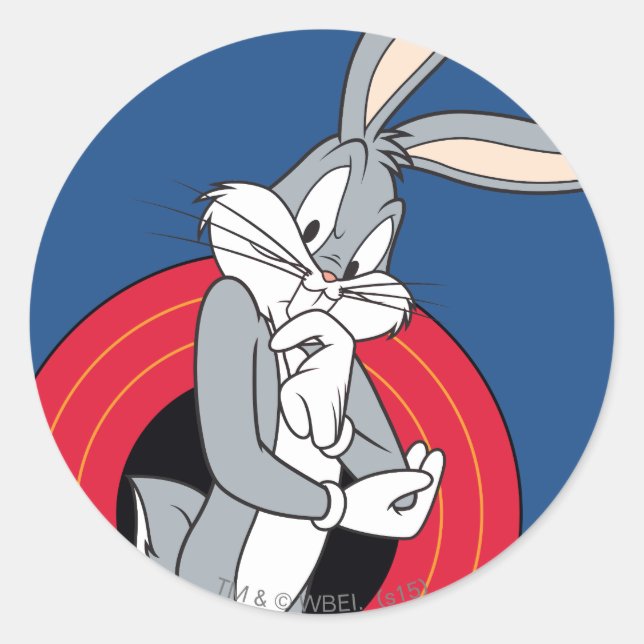Sticker Rond BUGS BUNNY™ à travers les anneaux LOONEY TUNES™ (Devant)