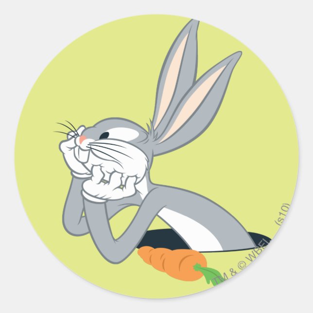 Sticker Rond BUGS BUNNY™ avec Carotte (Devant)