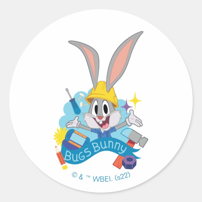 Sticker Rond BUGS BUNNY BUILDERS™| Art du personnage BUGS BUNNY (Devant)