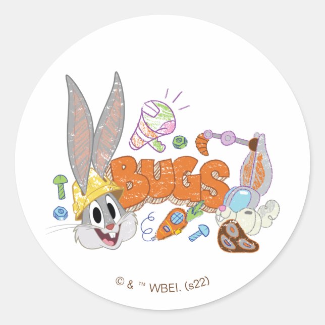 Sticker Rond BUGS BUNNY BUILDERS™| BUGS BUNNY™ Sketch Art (Devant)