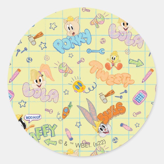 Sticker Rond BUGS BUNNY BUILDERS™| Character Sketch Pattern (Devant)