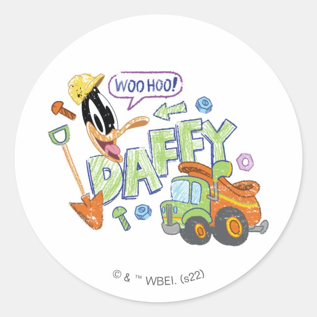 Sticker Rond BUGS BUNNY BUILDERS™| DAFFY DUCK™ Sketch Art (Devant)