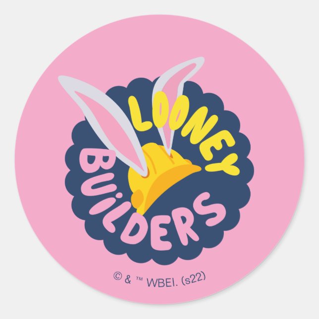 Sticker Rond BUGS BUNNY BUILDERS™| Hard Hat Scalloped Logo (Devant)