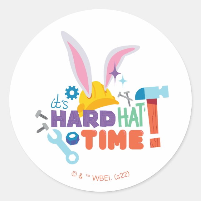 Sticker Rond BUGS BUNNY BUILDERS™| It's Hard Hat Time (Devant)