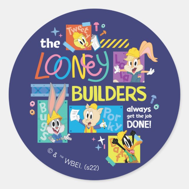 Sticker Rond BUGS BUNNY BUILDERS™| Le Collage des Looney Builde (Devant)