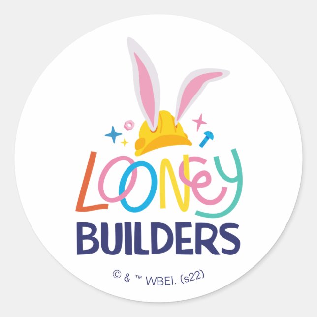 Sticker Rond BUGS BUNNY BUILDERS™| Logo empilé Casque de Chanti (Devant)