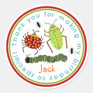 Sticker Rond Bugs Insectes Ladybugs Ants Anniversaire Favoriser
