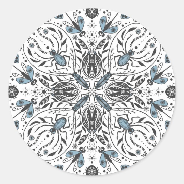 Sticker Rond Bugs, noir et bleu (Devant)