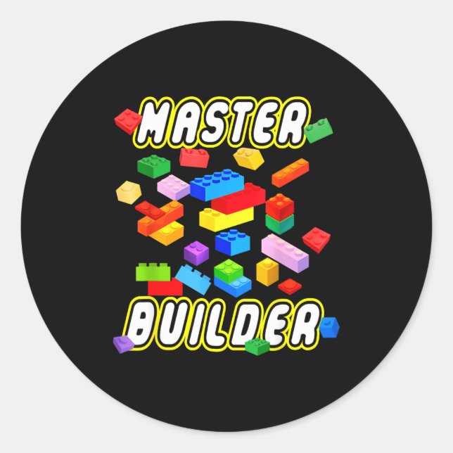 Sticker Rond Building Bricks Master Builder Construction Block  (Devant)
