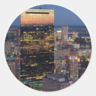 Sticker Rond Building of Boston with light trails on road